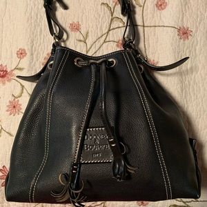 Dooney & Bourke black pebbled leather drawstring bag